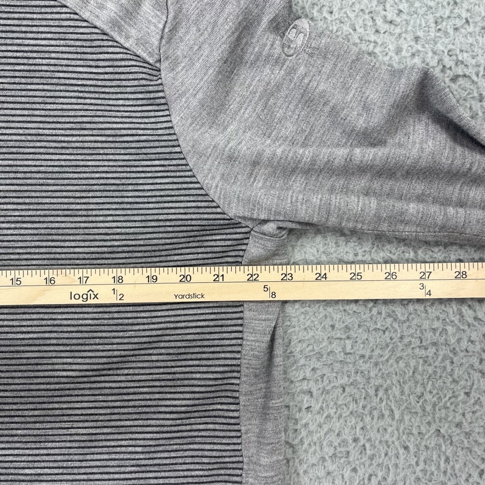 Icebreaker Merino Bodyfit 260 Mens XL 1/4 Zip Wool Shirt Gray Striped Thumb Hole - Picture 12 of 14
